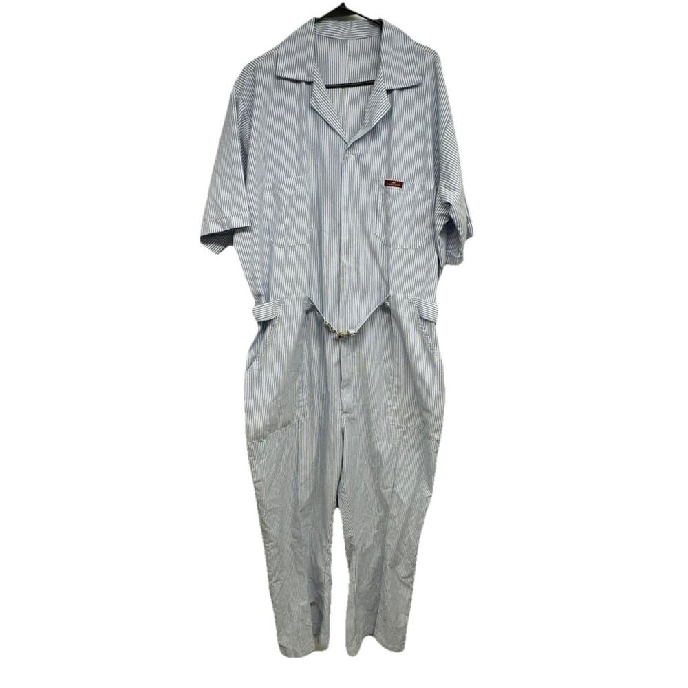 Vintage 80s Para Suit Striped Mechanic Coveralls Mens XL See Measurements